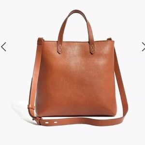 Madewell •The Zip-Top Transport Crossbody• Elegant Tan Leather Tote Bag